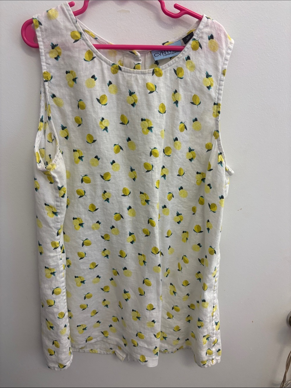 Cynthia Rowley White Lemon-Print Sleeveless Blouse